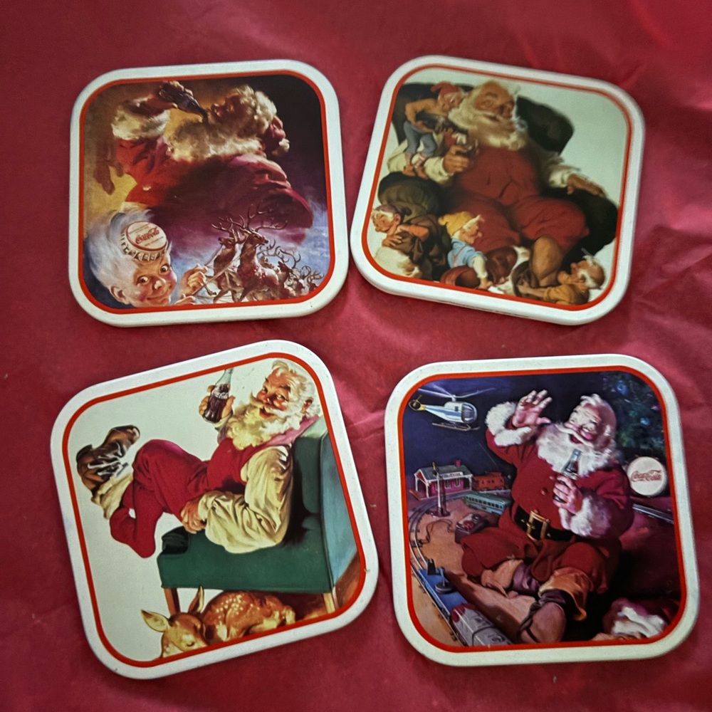 Vintage Coca Cola Santa Coasters (4)